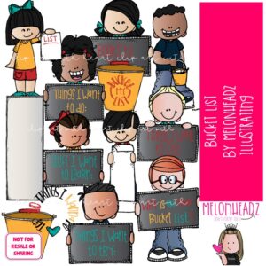 Bucket List clip art, future, things to do COLORED Version