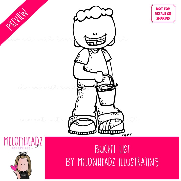 Bucket List clip art, future, things to do BLACK AND WHITE - Image 2