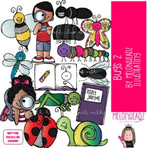 Bugs 2 clip art, insect, grasshopper COLORED Version