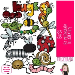 Bugs clip art, insect, butterfly COLORED Version