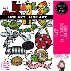 Bugs clip art, insect, butterfly LINE ART and BLACK AND WHITE