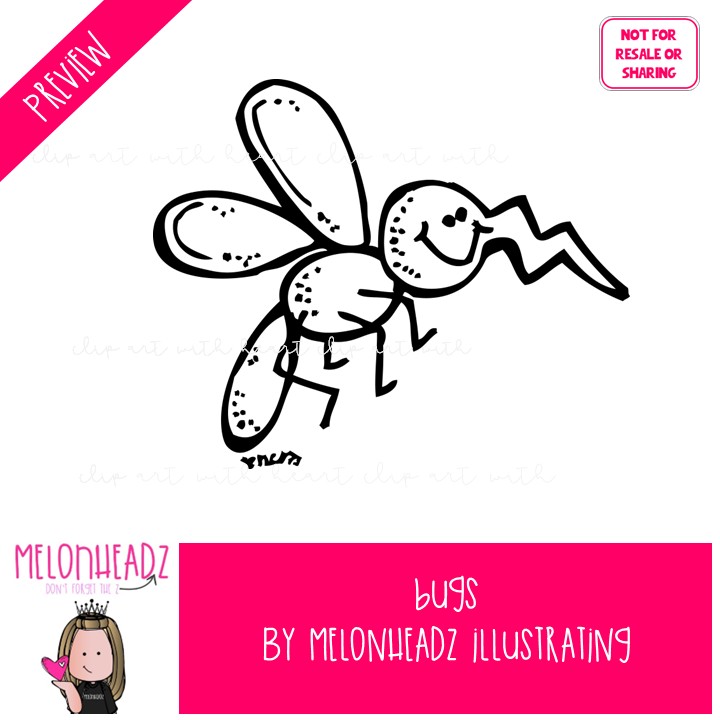 Bugs clip art, insect, butterfly LINE ART and BLACK AND WHITE - Image 2