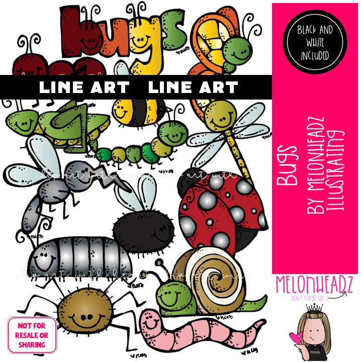 Bugs clip art, insect, butterfly LINE ART and BLACK AND WHITE