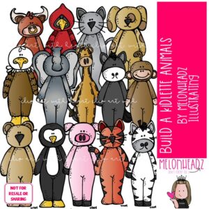 Build A Kidlette Animals clip art, body, mascot COLORED Version