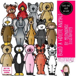 Build A Kidlette Animals clip art, body, mascot COMBO PACK