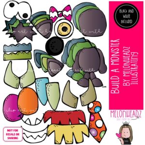 Build a Monster clip art, Mix & Match Monster parts, Halloween COMBO PACK
