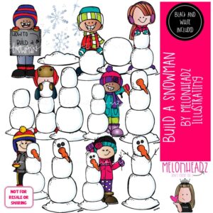 Build A Snowman clip art, winter, sequence, snowflake COMBO PACK