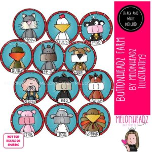 Buttonheadz clip art, Farm animals, Old MacDonald COMBO PACK