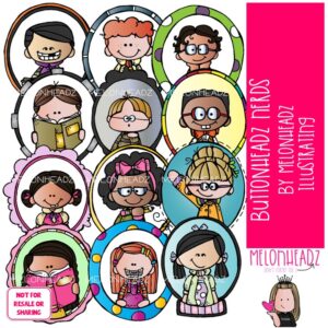Buttonheadz clip art, Nerds, geeks COLORED Version
