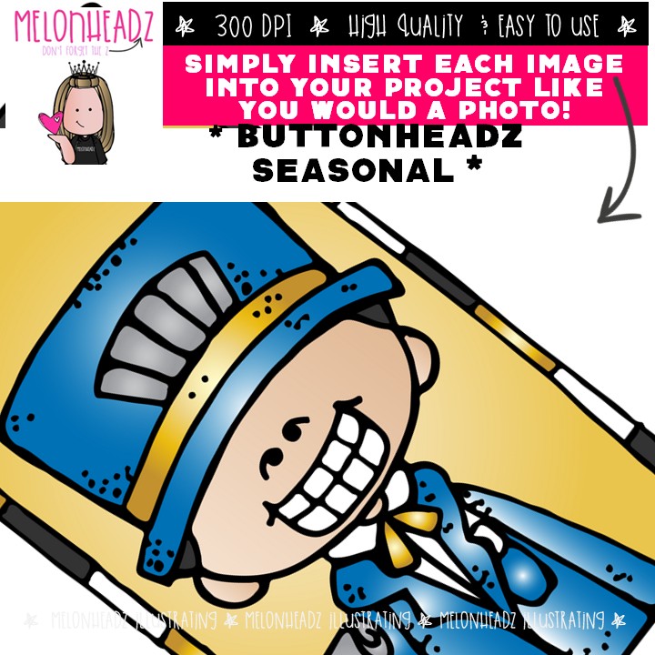 Buttonheadz clip art, Seasonal, holiday COLORED Version - Image 3