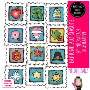 Buttonheadz clip art, Seasons, holiday, stamp COMBO PACK