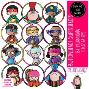 Buttonheadz clip art, Superhero, circles COMBO PACK