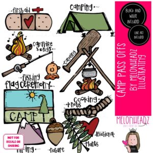 Camp Pass Offs clip art, outdoor sports, hiking COMBO PACK