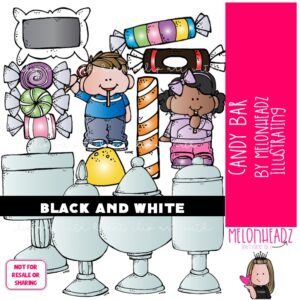 Candy Bar clip art, jar, Lil Bitz BLACK AND WHITE