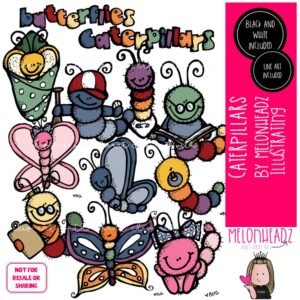 Caterpillars clip art, butterfly, bug COMBO PACK