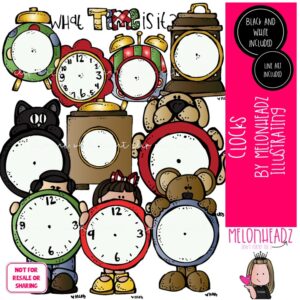 Clocks clip art, blank, time COMBO PACK
