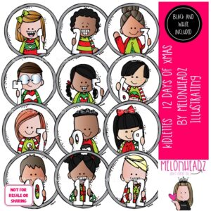 Kidlettes clip art, 12 Days of Christmas clip art COMBO PACK