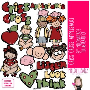 Criss Cross Applesauce clip art, Cross Legged Sitting clip art COLORED Version