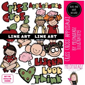 Criss Cross Applesauce clip art, Cross Legged Sitting clip art LINE ART and BLACK AND WHITE