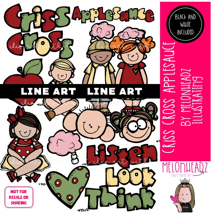 Criss Cross Applesauce clip art, Cross Legged Sitting clip art LINE ART and BLACK AND WHITE