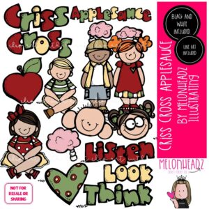 Criss Cross Applesauce clip art, Cross Legged Sitting COMBO PACK