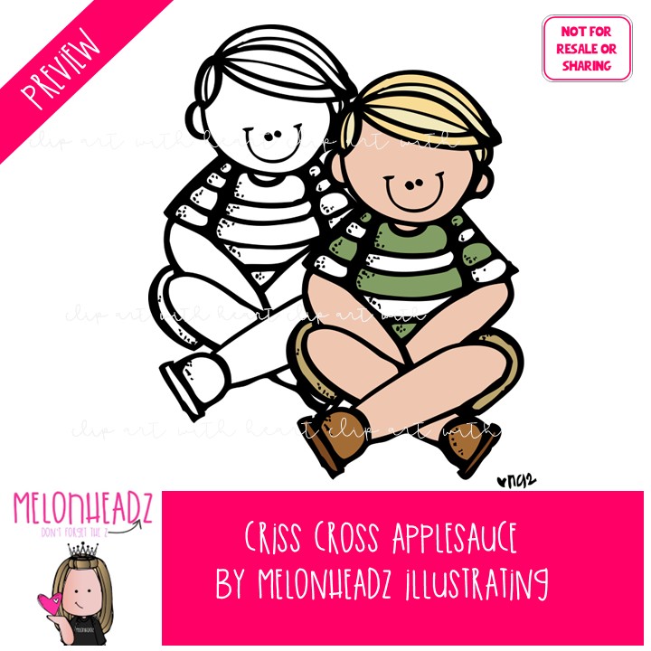 Criss Cross Applesauce clip art, Cross Legged Sitting COMBO PACK - Image 2