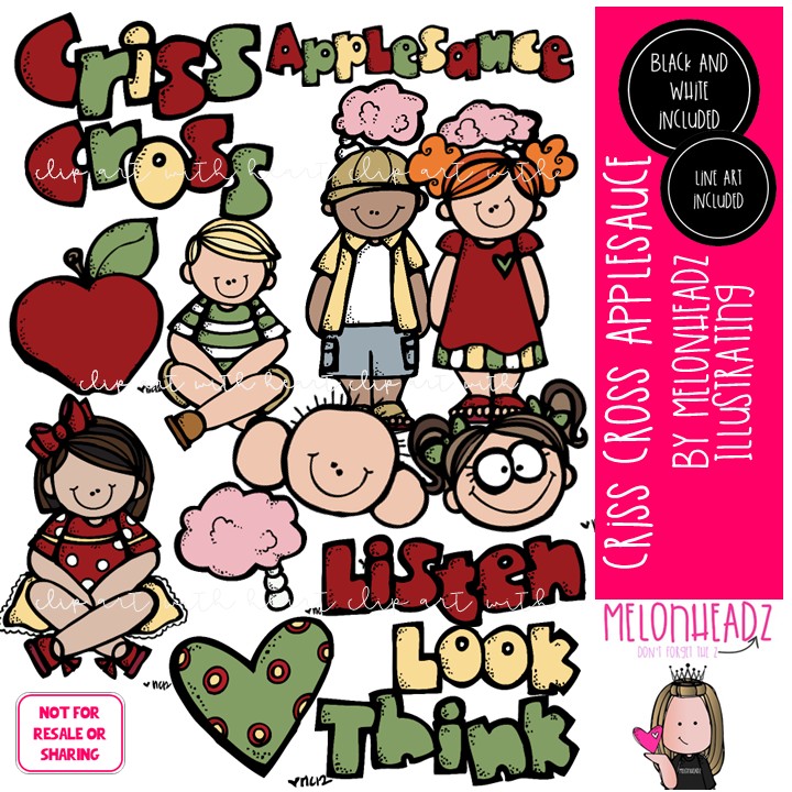 Criss Cross Applesauce clip art, Cross Legged Sitting COMBO PACK