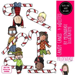 Candy Canes and Kidlettes clip art, Christmas clip art Mini