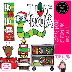 Christmas Books clip art, Reading clip art, Library clip art Mini