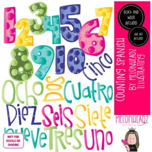 Counting clip art, Spanish, number COMBO PACK