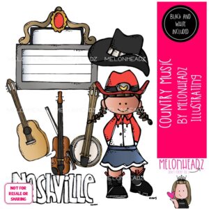 Country Music clip art, guitar, line dance Mini