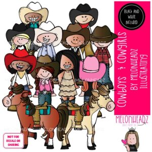 Cowboy and Cowgirl clip art, western, horse COMBO PACK