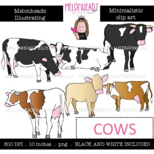 Cows clip art, Minimal Style Mini