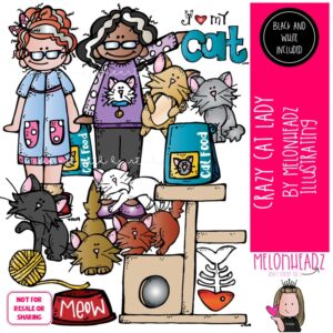 Cat Lady clip art, pet, kitty COMBO PACK