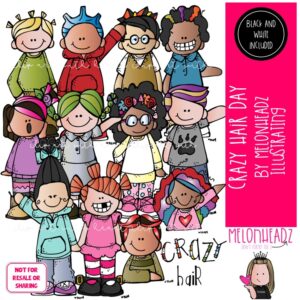 Crazy Hair Day clip art, School Spirit, Celebration COMBO PACK