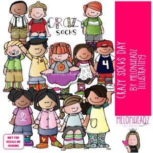 Crazy Sock Day clip art, School Spirit, Celebration COLORED Version