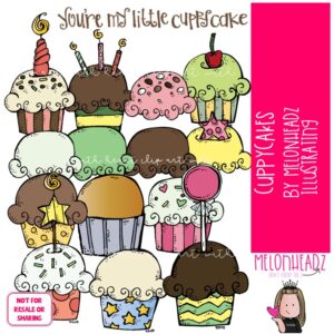 Cuppycakes clip art, cupcake, dessert COLORED Version