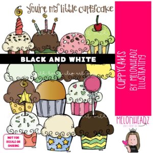 Cuppycakes clip art, cupcake, dessert BLACK AND WHITE