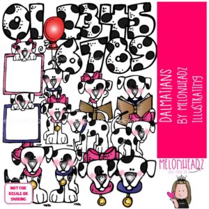 Dalmatians clip art, dog, pet, numbers COLORED Version