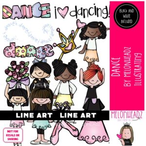Dance clip art, ballet, bouquet LINE ART and BLACK AND WHITE