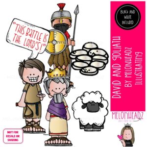 David and Goliath clip art, Bible Mini