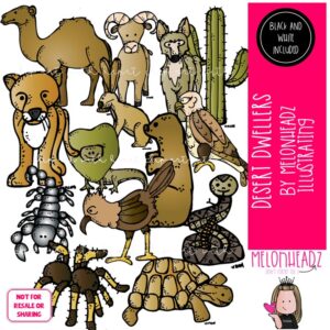 Desert Dweller Animals clip art, camel, scorpion COMBO PACK