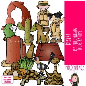Desert Habitat clip art, landform, animal COLORED Version