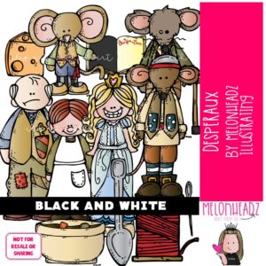 Desperaux clip art Literature clip art Mouse clip art Book Companion clip art BLACK AND WHITE