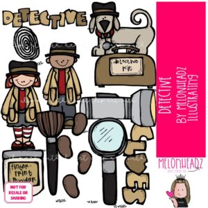 Detective clip art, private investigator, sleuth COLORED Version