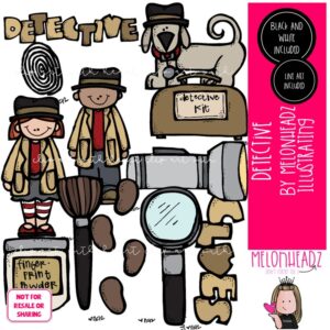 Detective clip art, private investigator, sleuth COMBO PACK