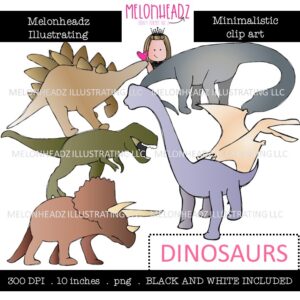 Dinosaurs clip art, Minimal Style Mini
