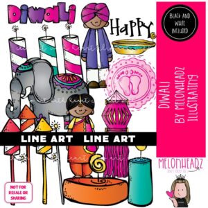 Diwali clip art, Deepavali clip art LINE ART and BLACK AND WHITE