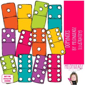 Dominoes clip art, game, play COLORED Version