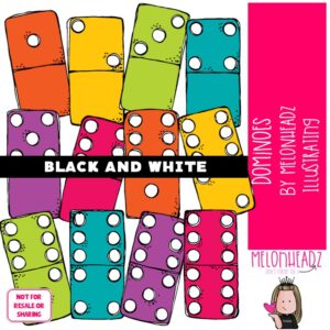 Dominoes clip art, game, play BLACK AND WHITE